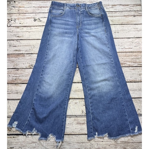 Pilcro Denim - Pilcro Jeans Women's 29 Wide Leg High Rise Cotton Denim Distressed Frayed Hem